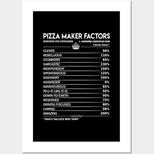 Pizza Maker T Shirt - Pizza Maker Factors Daily Gift Item Tee Wall Art by Jolly358